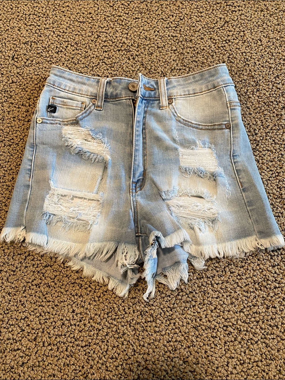 KanCan Light Wash Distressed Denim Cutoff Shorts